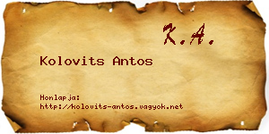 Kolovits Antos névjegykártya